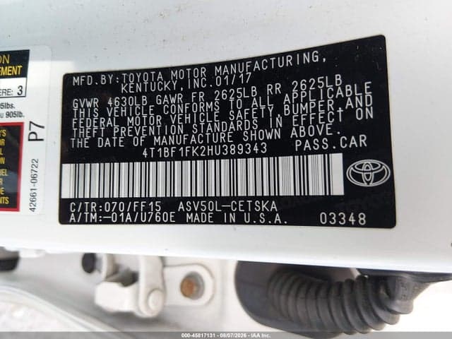 2017 TOYOTA CAMRY SE 9