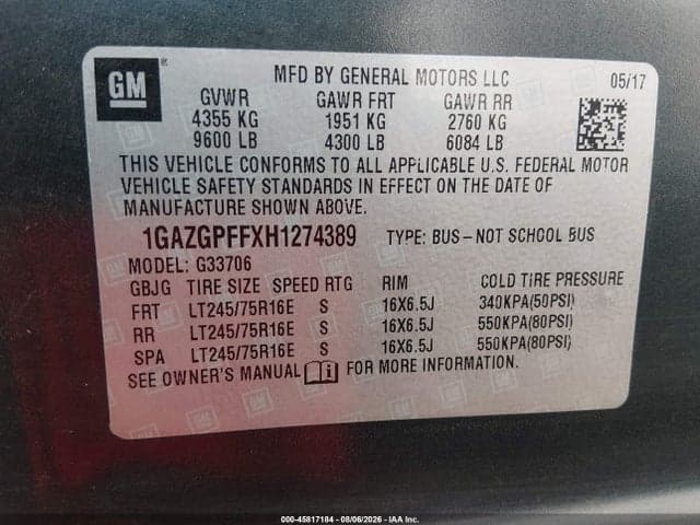 2017 CHEVROLET EXPRESS 3500 LT 9