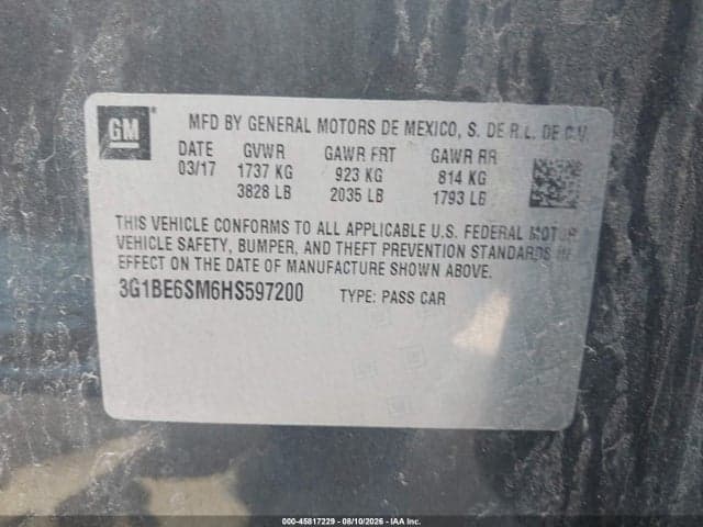 2017 CHEVROLET CRUZE LT AUTO 9
