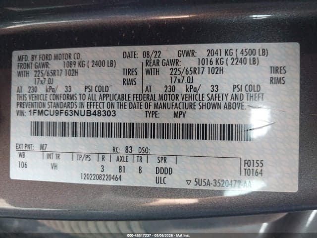 2022 FORD ESCAPE S 9