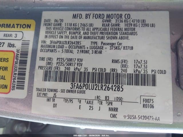 2020 FORD FUSION HYBRID SE 9