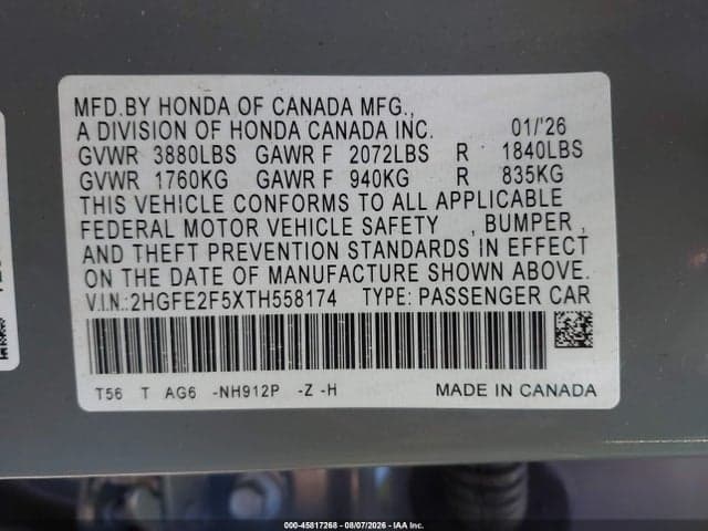 2026 HONDA CIVIC SPORT 9