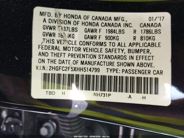 2017 HONDA CIVIC LX 9