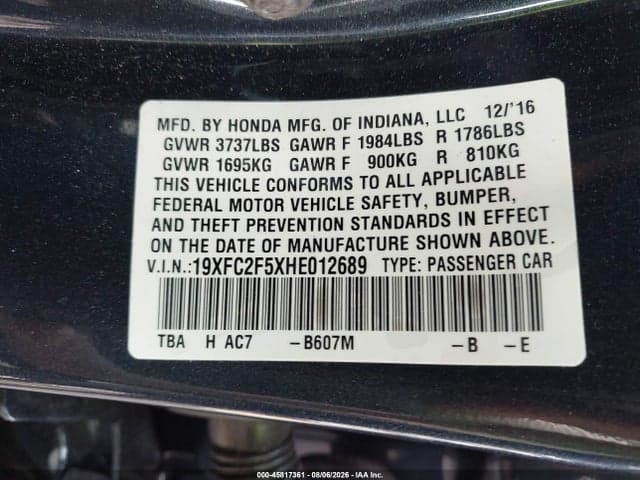 2017 HONDA CIVIC LX 9