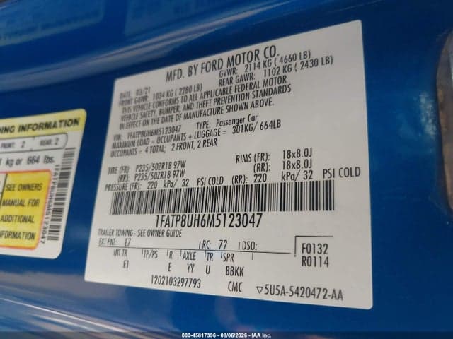 2021 FORD MUSTANG ECOBOOST PREMIUM 9
