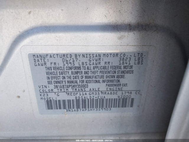 2017 NISSAN SENTRA SV 9