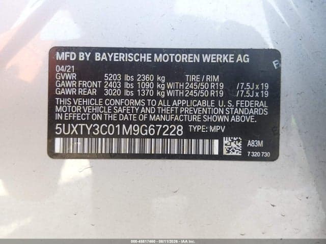 2021 BMW X3 SDRIVE30I 9