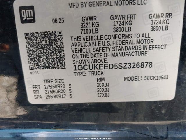 2025 CHEVROLET SILVERADO 1500 4WD SHORT BED RST 9