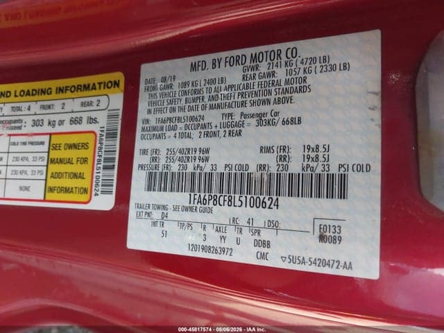 2020 FORD MUSTANG GT PREMIUM FASTBACK 9