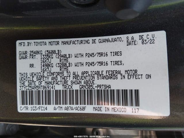 2022 TOYOTA TACOMA SR5 V6 9