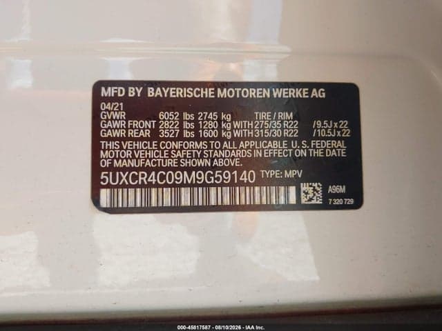 2021 BMW X5 SDRIVE40I 9