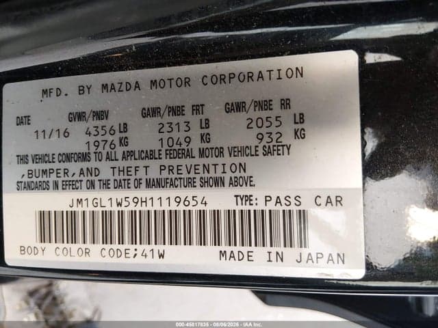 2017 MAZDA MAZDA6 GRAND TOURING 9