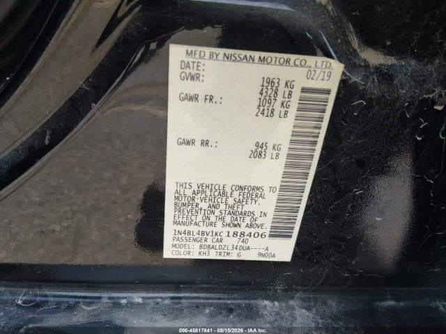 2019 NISSAN ALTIMA 2.5 S 9
