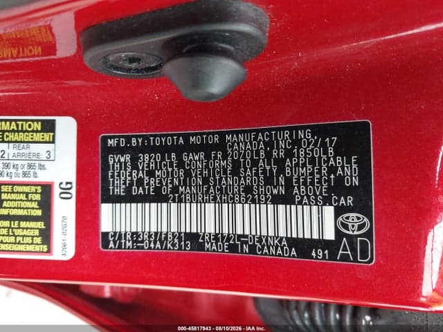 2017 TOYOTA COROLLA LE 9