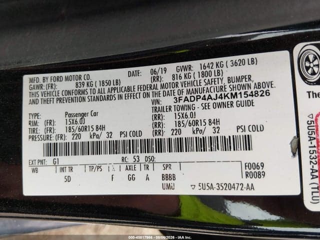 2019 FORD FIESTA S 9
