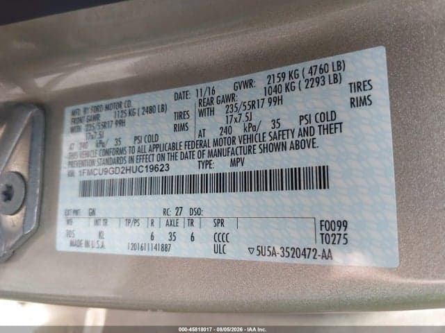 2017 FORD ESCAPE SE 9