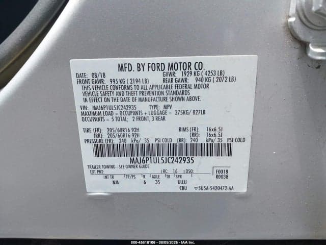 2018 FORD ECOSPORT SE 9