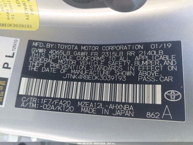 2019 TOYOTA COROLLA SE 9