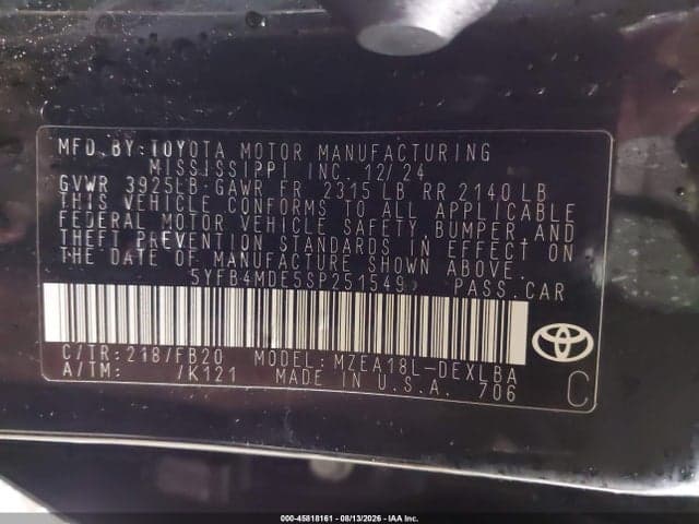 2025 TOYOTA COROLLA LE 9