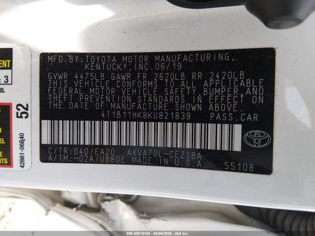 2019 TOYOTA CAMRY SE 9