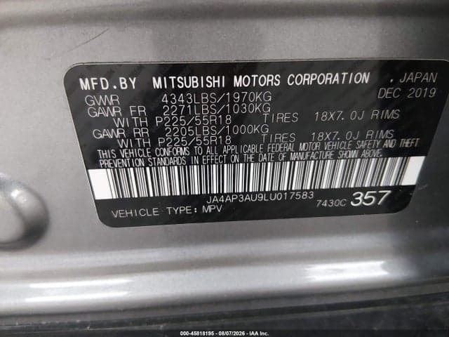 2020 MITSUBISHI OUTLANDER SPORT 2.0 BE/2.0 ES/2.0 SP 9