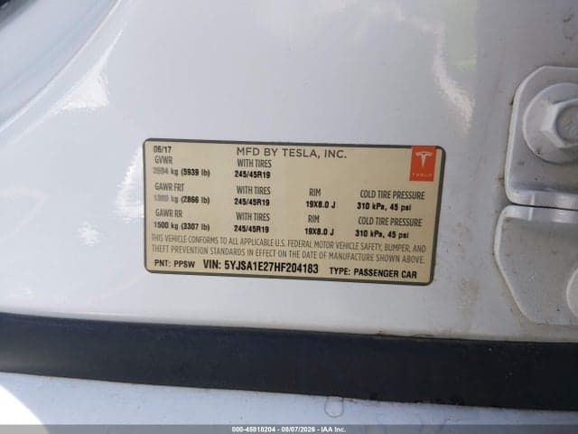 2017 TESLA MODEL S 100D/60D/75D/90D/P100D 9