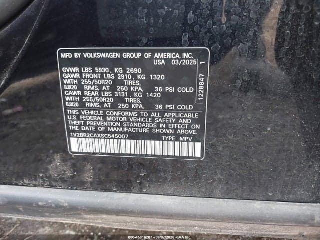2025 VOLKSWAGEN ATLAS 2.0T SEL 9