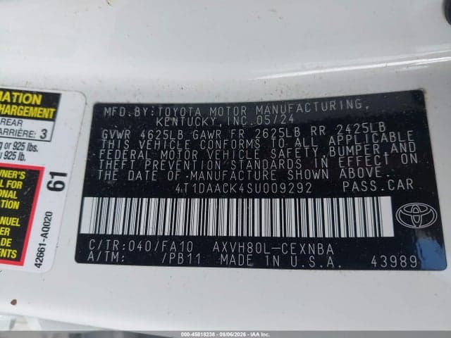 2025 TOYOTA CAMRY LE 9