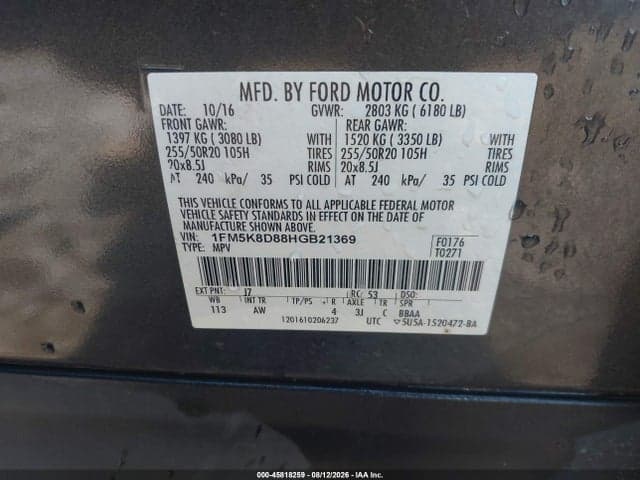 2017 FORD EXPLORER XLT 9
