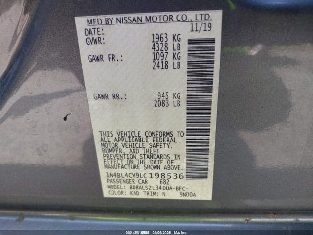 2020 NISSAN ALTIMA SR FWD 9