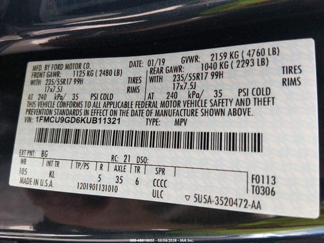 2019 FORD ESCAPE SE 9