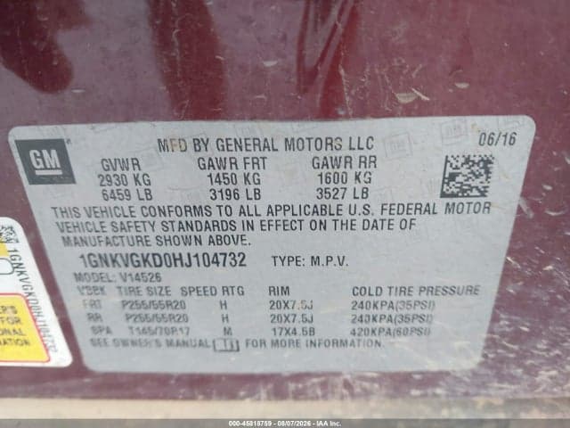 2017 CHEVROLET TRAVERSE LT 9