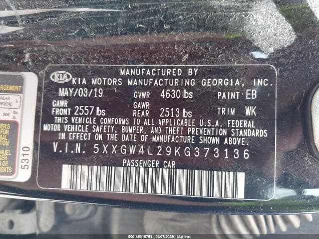 2019 KIA OPTIMA SX TURBO 9