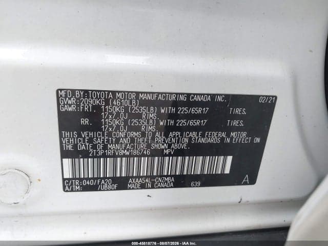 2021 TOYOTA RAV4 XLE 9