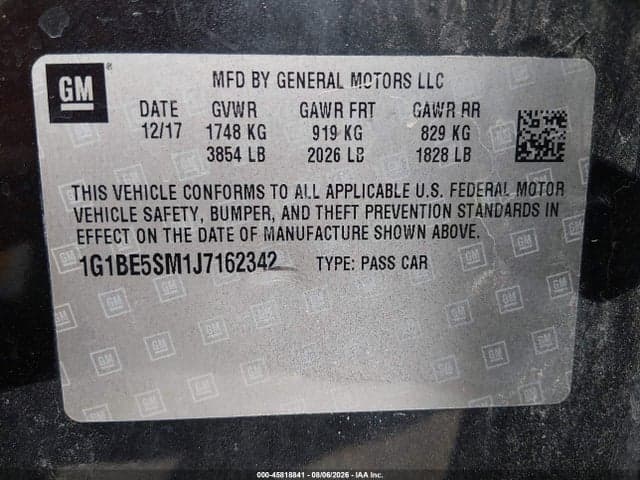 2018 CHEVROLET CRUZE LT AUTO 9