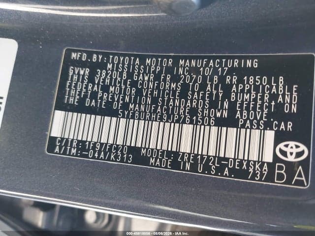 2018 TOYOTA COROLLA SE 9