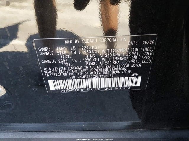 2020 SUBARU OUTBACK PREMIUM 9