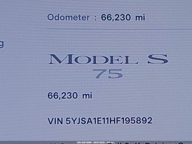2017 TESLA MODEL S 60/75 15
