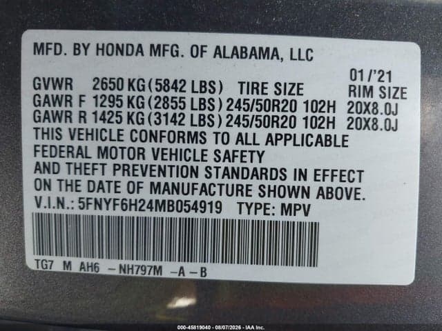 2021 HONDA PILOT AWD SPECIAL EDITION 9