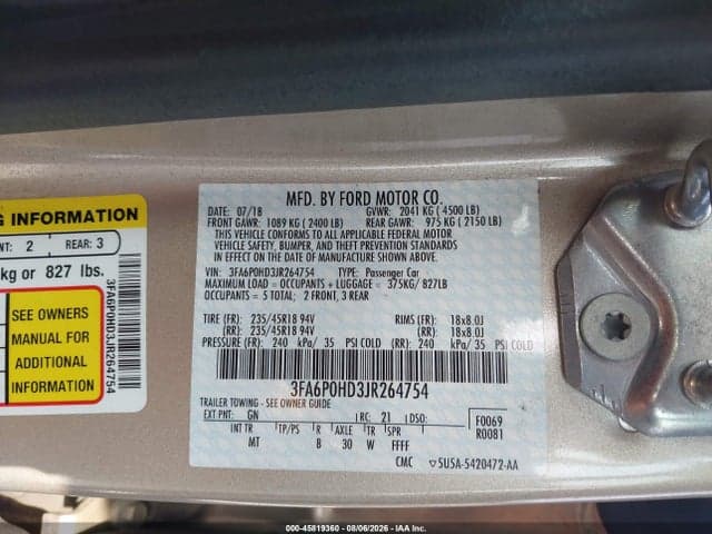 2018 FORD FUSION SE 9