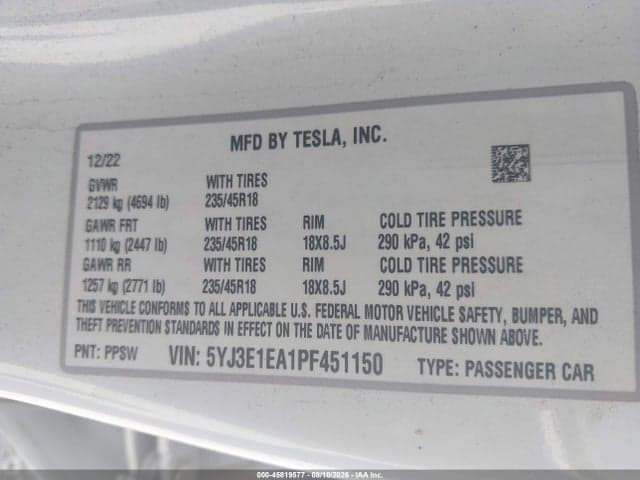2023 TESLA MODEL 3 REAR-WHEEL DRIVE 9