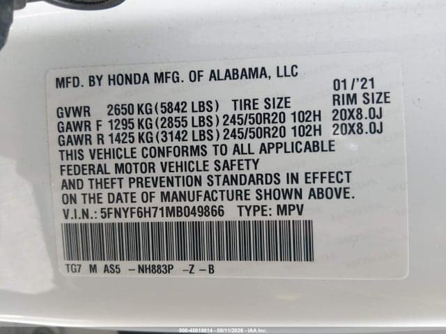 2021 HONDA PILOT AWD BLACK EDITION 9