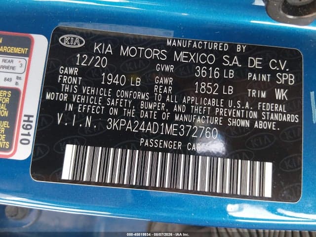 2021 KIA RIO S 9