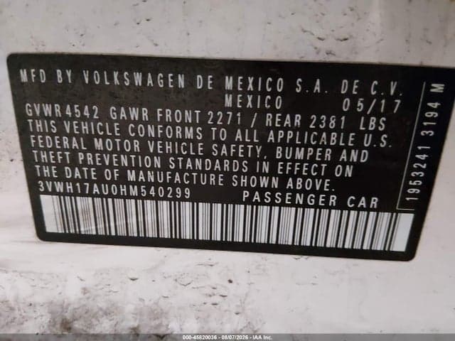 2017 VOLKSWAGEN GOLF ALLTRACK TSI S/TSI SE/TSI SEL 9