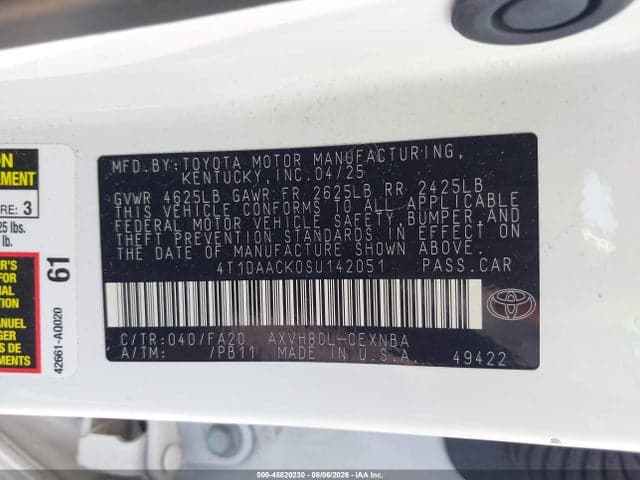 2025 TOYOTA CAMRY LE 9