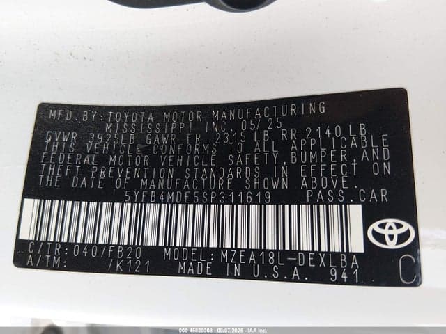 2025 TOYOTA COROLLA LE 9