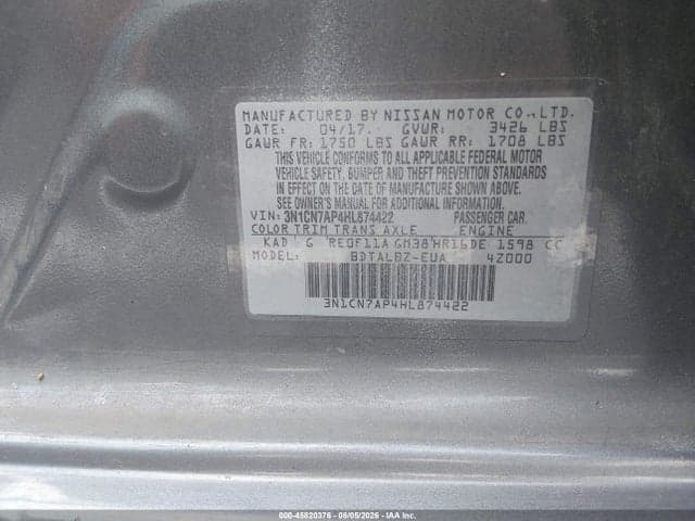 2017 NISSAN VERSA 1.6 SV 9