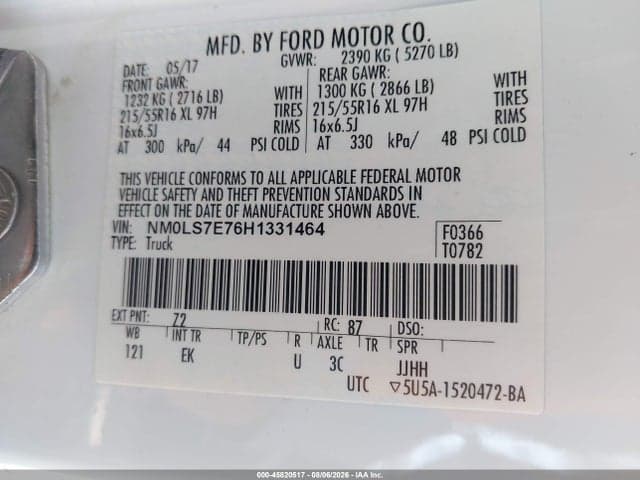 2017 FORD TRANSIT CONNECT XL 9