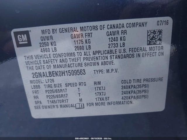 2017 CHEVROLET EQUINOX LS 9