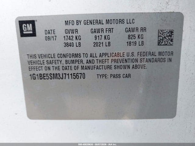 2018 CHEVROLET CRUZE LT AUTO 9